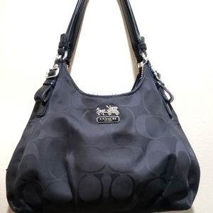 Coach Madison Maggie Op Art Silver and Black Tote